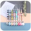 Neue 2020 8 Silikon Bead Schnuller Halter Neugeborenen Schnuller Ketten Schnuller Holz Clips Baby Zahnen Nippel Halter Kinder Kauen spielzeug M2328