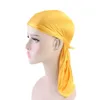 chapéu de seda Durags Bandana turbante dos homens perucas Doo homens cetim Durag motociclista Headwear Headband Acessórios de cabelo extra Long Tail Du-Rag