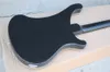 Guitare basse électrique noire à 4 cordes pour gaucher avec pickguard blanc, touche en palissandre