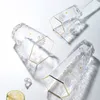 Papatya altıgen cam bardak altın jant highball viski gözlükleri şarap kadehi Japon çekiç dokusu cam suyuna su için cam eşya fincanı
