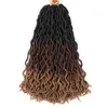 18 inç Uzun Ombre Sentetik Örgü Saç Dövüş Faux Locs Kıvırcık Tığ Saç Uzantıları Yumuşak Dreads Tığ Örgüler Nu Locs Siyah Marley Saç