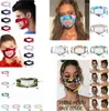 25style Transparent Lip Mask PVC Flroal Print Face Mask Anti-fog Shield Deaf Mute Designer Masks Visible Anti Dust Mouth Cover GGA3584-14