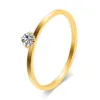 Design de luxo diamante de prata ouro anel minimalismo 1mm titânio fino dedo anéis mulheres meninas anel de casamento