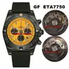 3 Style Watch GF 44 Chronomat Raven Blacksteel ETA7750 Automatyczne męskie zegarek MB0111C3 Black Dial Rubber Pass Gents Sports1607770