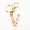 Women Car Keychain Gold Pink Keyrings Holder Fashion Custom A-Z Alphabet 0-9 Number Initial Letter Bag Charms Key Rings Chains Accessories