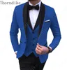 (chaqueta + chaleco + pantalones) Traje de hombre Traje de boda Hombre Blazers del ajustado de los hombres de negocios de vestuario formal partido clásico gris / azul / púrpura