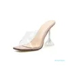 Hot Sale-High Heels Sandaler Transparent PVC European och American Big Square Head Lady Slipper 42 meter