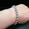 Bracciale rigido alla moda in acciaio inossidabile 316L tono argento con lunghezza 18-24 cm