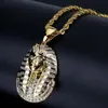 Het 18k guld silver iced out egyptisk farao koppar kristall zirkon diamanter hänge halsband dammsugade smycken pop halsband