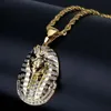 18K Gold Silver Iced out Egyptian Pharaoh copper Crystal Zircon Diamonds Pendant Necklace Vacuum Plated Jewelry pop Necklace4653748