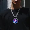 New Oversize Big Round Custom Picture Pendant Necklace Personality Men's Hip Hop Jewelry Exaggeration Rap Style Cubic Zirconi319G