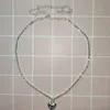 Mrożone Łańcuchy Choker Naszyjniki Titanium Steel Serce Wisiorek Złoty Srebrny Mody Designer Kobiety Rhinestone Bling Hip Hop Biżuteria dla dziewczyn