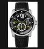 Mężczyźni Watch Caliber de Black Roman Dial 42 mm stal W7100056 W2CA0004 WSCA0011 gumowy pasek automatyczny moda na rękę męskie zegarki na rękę