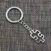 20 pcs/lot porte-clés porte-clés bijoux argent plaqué Puzzle pièce breloques pendentif clé accessoires nouveau