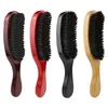 Brosse à barbe ondulée en poils de porc, manche en bois, peigne à cheveux, classiques et mode en bois massif, grand Arc sain pour SalonBarbeHome Use7475269