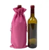 Vinväskor Jute Wine Bottle Pouches Multicolor Champagne Bottle DrawString Bag Wedding Dinner Table Decor Decor Burlap Present Bag Package Bags LSK324