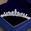 Bruids Tiara's Kronen Met Zirkonia Bruidssieraden Meisjes Avond Prom Feest Prestaties Optocht Kristallen Bruiloft Tiara's Accessoires223Z