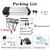 Rear Rack eBike-battery-pack 48V 20AH 13S8P Eelectric Bike Lithium ion Bicycle Battiers for Bafang 1000W Motor Kit