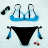 2020 New Bikinis Women Swimsuit Low Waist Bathing Suit Candy Color Tassels Lace-up Swimwear Push Up Bikini Set Summer Beach Wear Biquini