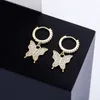 Charming Women Earrings Gold Silver Color CZ Butterfly Earrings Hoops for Wedding Party Nice Gift for Friend