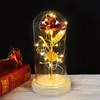 Rose With LED Light rose in glass Dome Beauty Forever Gold plated Flowers For Valentine039s Day Gift4193301