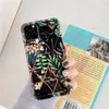 Geklakte marmeren IMD-telefoonhoes Eenvoudige bloemen planten voor iPhone 11 11 pro 11 pro max se 2020