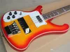 Cherry Sunburst 4-String Electric Bass Guitar med vänster, vit pickguard, Chrome Hardwares, erbjuder anpassade