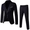 2020 Мужчины 3 штуки Blazers костюм наборы мужчин черный серый красный классический бизнес блейзер + жилет + брюки формальные наборы для свадьбы