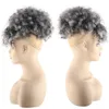 Drawstring Afro Puff Grå Hår Kinky Curly Ponytail 100% Real Hair Bun Chignon Hårstycke för Kvinnor Updo Clip In Human Hair Extension