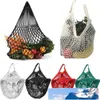 Portable Reusable Drawstring Shopping Grocery Cotton Storage Bag Hand Tote Net Mesh Net Woven String Ecology Market Handbag3115424