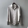 2020 mode Taste Up Satin Seide Bluse Shirt Frauen Vintage Weiß Langarm Shirts Tops Damen Elegante Koreanische Büro Hemd