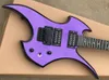 Metallic purple unusuall shaped electric guitar with black binding,Floyd Rose,rosewood fretboard,can be customized as request