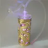 Guld- och silver dubbel drake LED -vattenpipa 43 tum oljerigg Bongs Portable Filter Reting Water Bongs med plast Shovel9895955