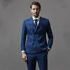 Men's Suits 2PCS blazer with trousers wedding groom groomsman dress blue double-breasted business formal men's suit custom