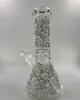Курение кальян свечение в темном стакане Bong DAB выгречите стеклянную водяную трубку черепные наклейки 14 мм совместные трубы с миской для курения