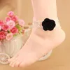 古典的な足の装飾品セクシーなレースの女性のアンクレットローズの熱い販売韓国のビーチアクセサリー白いレースの黒いバラの女性の足リング卸売