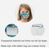 Kids Designer Face Mask Protection för döv och dumma läppar med klart fönster Synlig bomulls munmonteringsmasker Tvättbar och återanvändbar mask