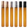 10ml Tom Amber Glass Spray Bottle Små Atomizer Parfymflaskor med Silver / Guld / Black Lid WB2253