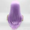 Iwona Hair – perruque synthétique longue et lisse, violet clair, 22403A, nouée à la main, résistante à la chaleur, perruque Lace Front Wig8306358