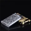 Retro Flower Carved Antique Style Crafted Flint Wheel Butane Gas Fuel Refillable Cigarette Lighter Windproof Charging Lighter