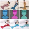 Kids Blankets Mermaid Tail Blanket Crochet Fish Tails Blankets Knitted Sleeping Bags TV Sofa Blanket Christmas Gift 13 Color 30pcs DW4628