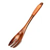 Forchette in legno stile giapponese a 3 denti per dolci alla frutta Patatine fritte Snack Insalata Posate da cucina WB2383