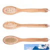 Double tête bain douche brosses poils de sanglier naturels brosse arrière avec longue poignée en bambou SPA brosse corps masseur