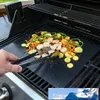 BBQ Grill Mat Non-Stick Picnic Black Roose PTFE Барбекю Выпечки Выпечки Подростные Пищевые Листы 40x33см