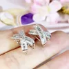 INS Top Selling Luxury Jewelry 925 Sterling Silver Cross Earring Princess Cut White Topaz Cz Diamond Gemstones Women Wedding Clip 277o