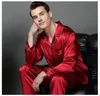 Luxury Spring Mens Silk Pyjama Set Pyjamas Men Sleepwear Sleeping Style Silk Nightgown Home Male Satin Soft Cozy for Sleeping