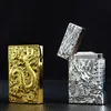 Dragon Gas Butane Refillable Lighter Grinding Jet Flint Lighter Metal Emboss PING Bright Sound Cigarette Cigar Lighter Inflated