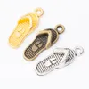 120st 218mm Silver Color Gold Flipflop Slipper Shoes Charms Bronze Pendant For Necklace Armband Earring DIY Jewelry Making3682052