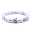 Crystal Crown Lave Rock White howlite Natural Stone strands Bracelet Beads Fashion Jewelry for Women Men will and sandy