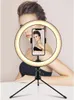 NEW10.2 "Ring Light avec perche télescopique Trépied Support de téléphone portable flexible Dimmable Beauty Ring light pour le flux en direct Makeu Avec obturateur UPS